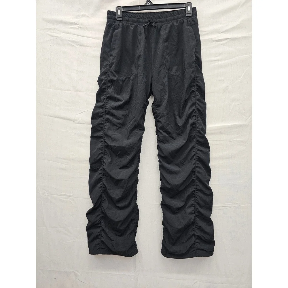 Yogipace Womens Ruched Jogger Pants Black Polyester Blend Athletic Size Large